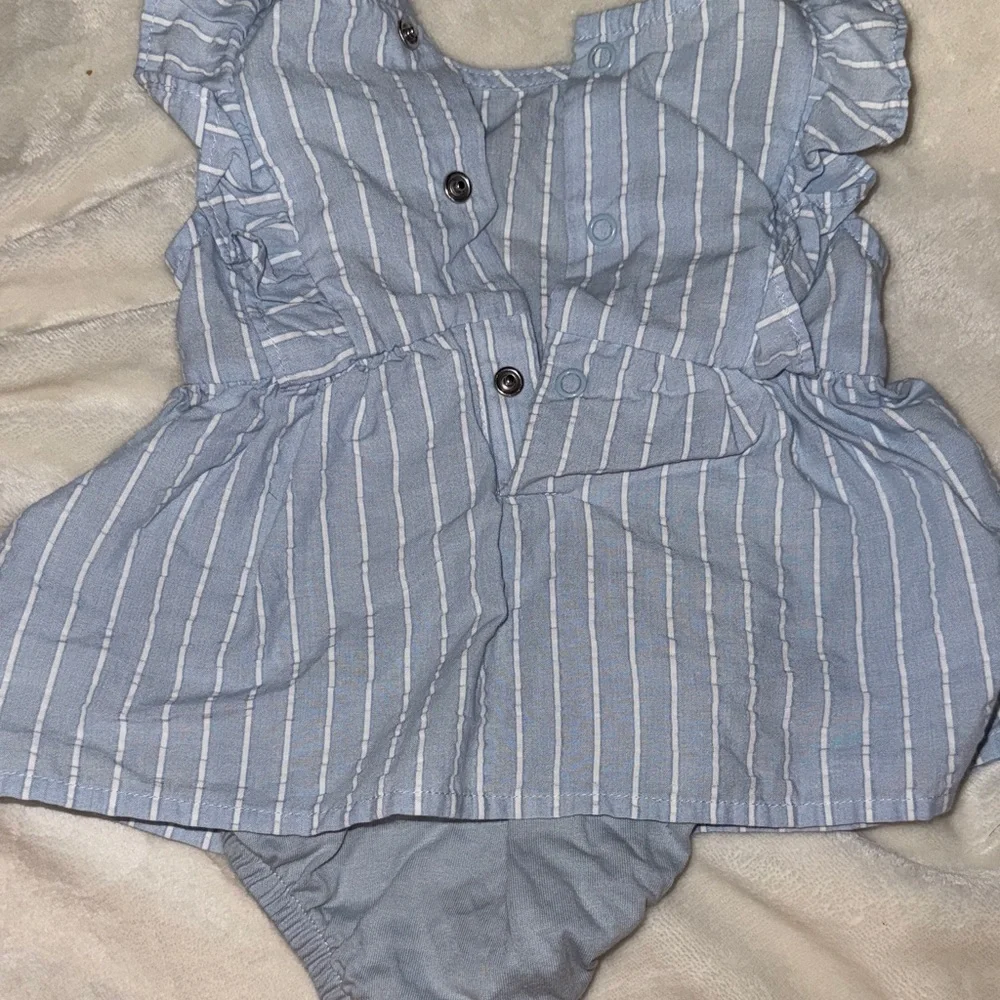 Carter's Light Blue Striped Ruffle Diaper Cover
